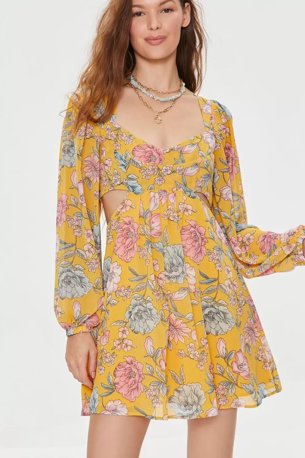 Forever 21 Floral Print Cutout Mini Dress | Women Dresses