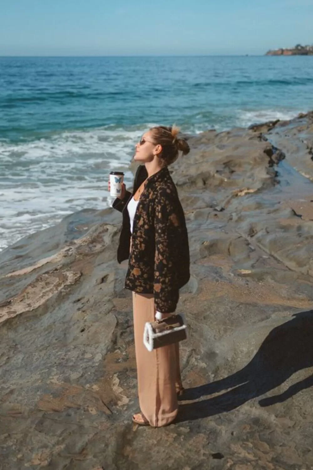 Jackets + Outerwear>Forever 21 Floral Quilted Zip-Up Jacket Black/Multi