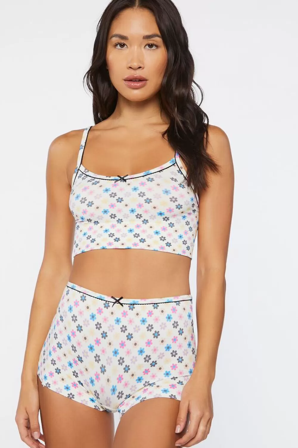 Loungewear>Forever 21 Floral Seamless Shortie Panties White/Multi