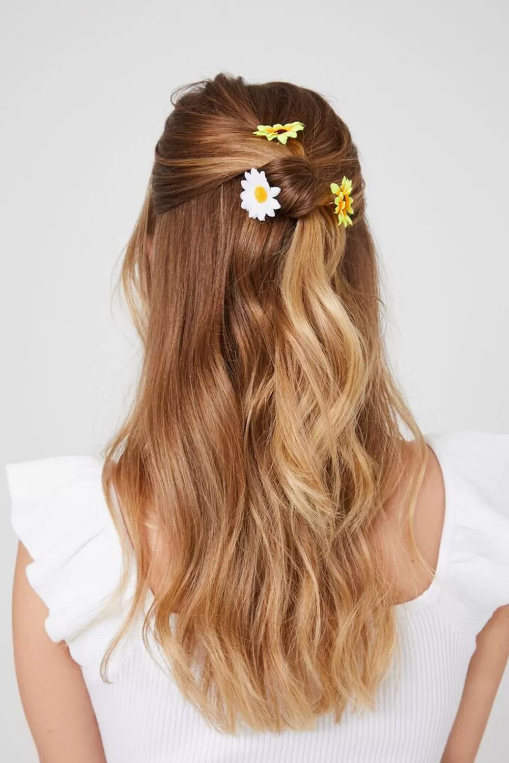 Hair Accessories>Forever 21 Flower Hair Comb Clip Set Yellow/Multi