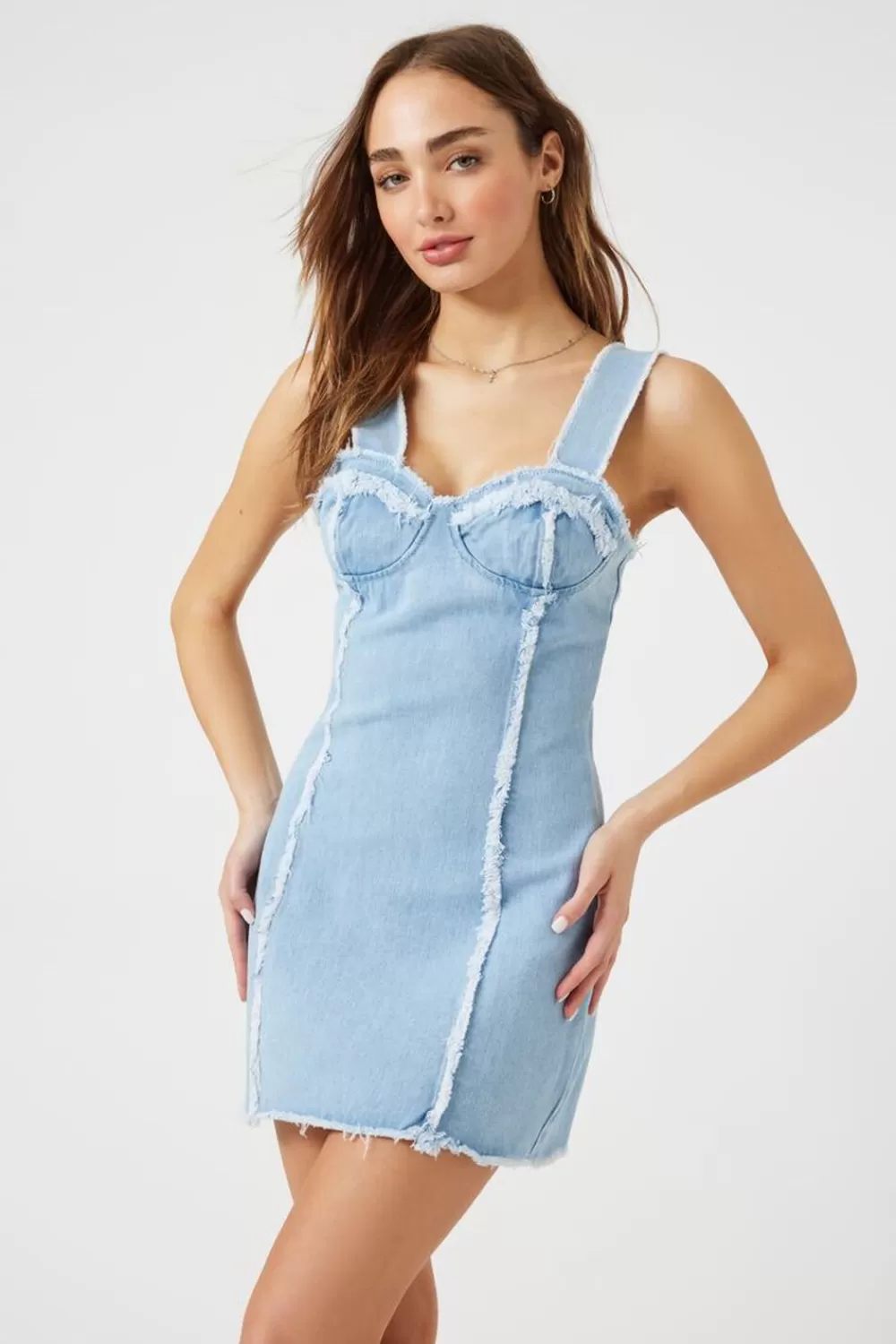 Forever 21 Frayed Denim Bustier Mini Dress | Women Dresses