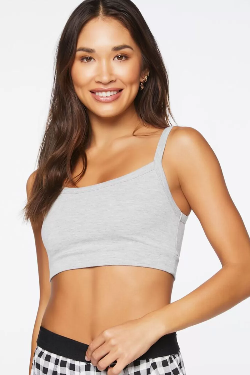 Loungewear>Forever 21 French Terry Lounge Cropped Cami Heather Grey