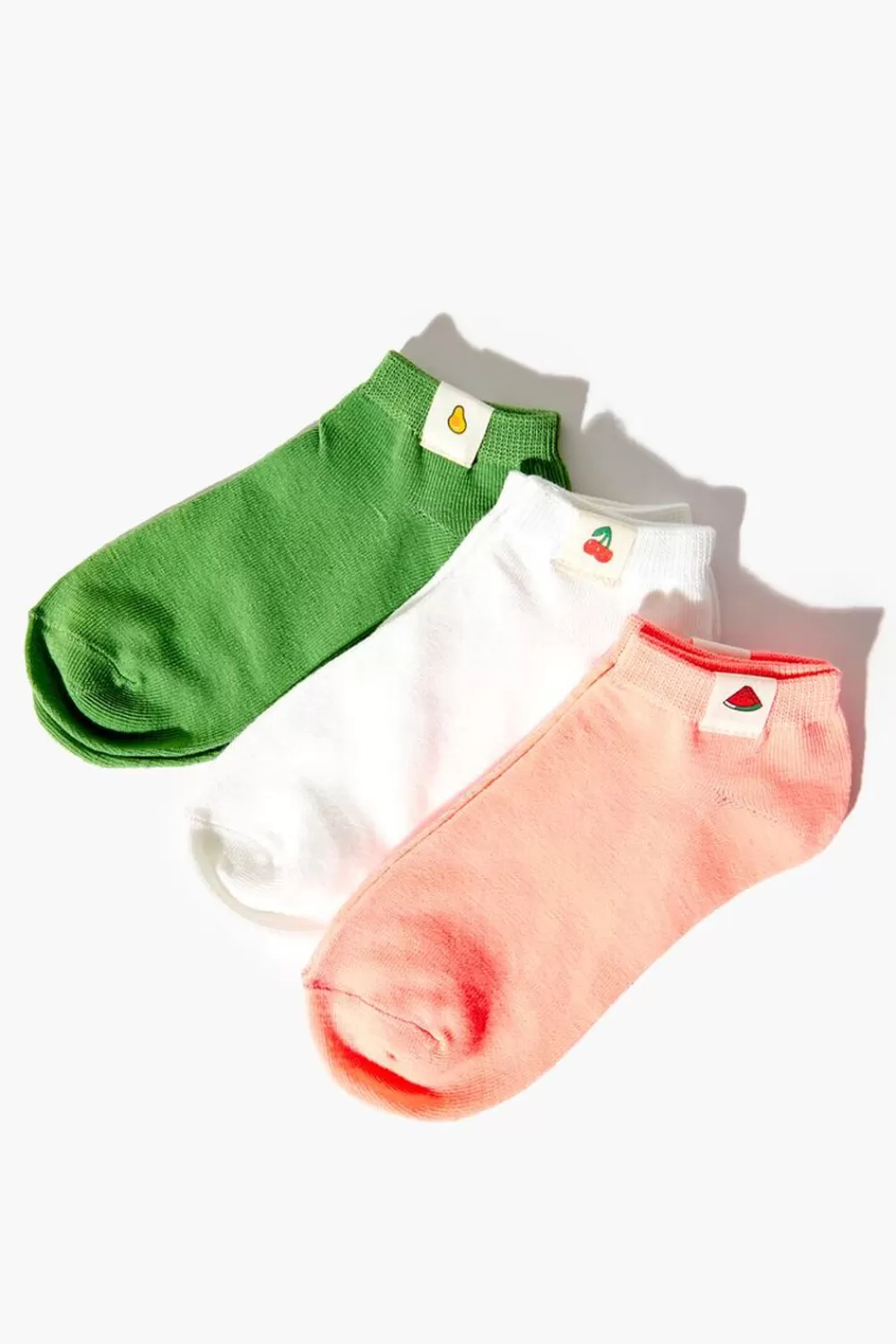 Socks + Tights>Forever 21 Fruit Patch Ankle Socks Set - 3 Pack White/Multi