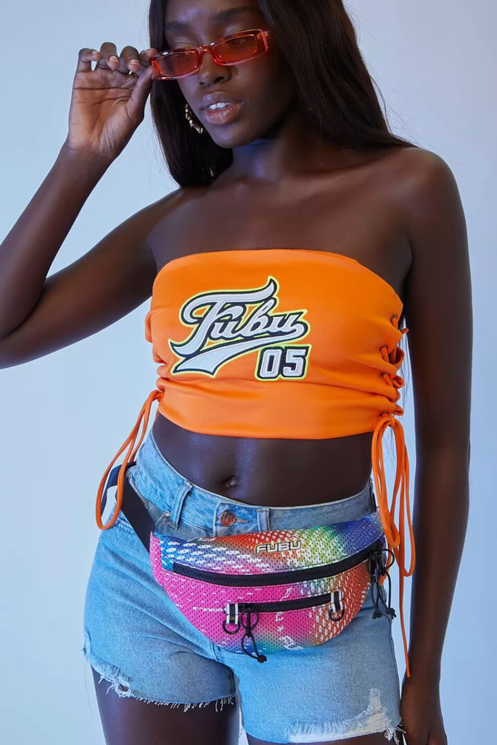 Bags + Backpacks>Forever 21 Fubu Rainbow Fanny Pack Orange/Multi