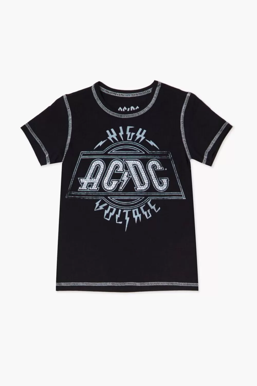 Tops>Forever 21 Girls Acdc Graphic Tee (Kids) Black/White