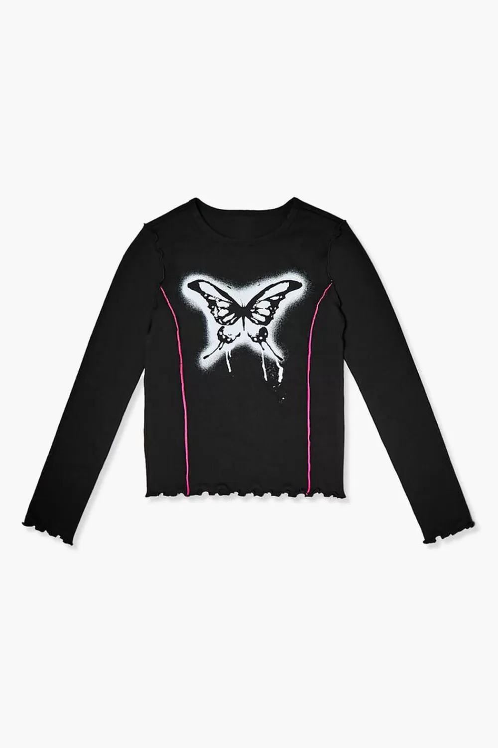Tops>Forever 21 Girls Butterfly Graphic Top (Kids) Black/White