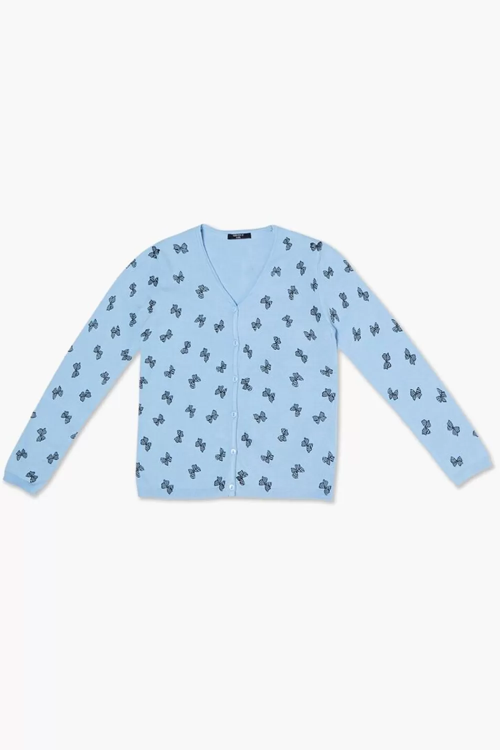 Sweaters + Cardigans>Forever 21 Girls Butterfly Print Cardigan Sweater (Kids) Blue/Black