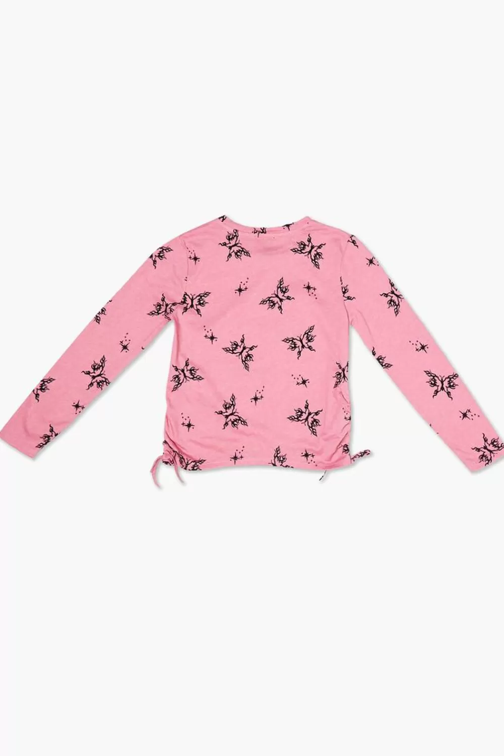 Tops>Forever 21 Girls Butterfly Print Long-Sleeve Tee (Kids) Pink/Black