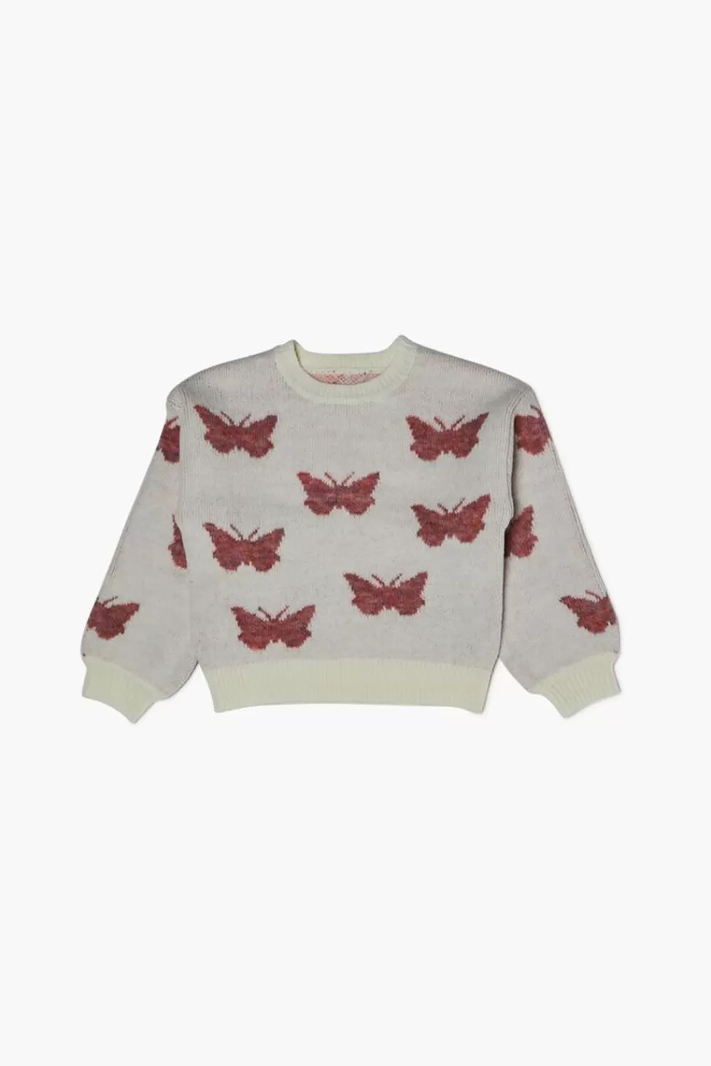 Sweaters + Cardigans>Forever 21 Girls Butterfly Print Sweater (Kids) Cream/Multi
