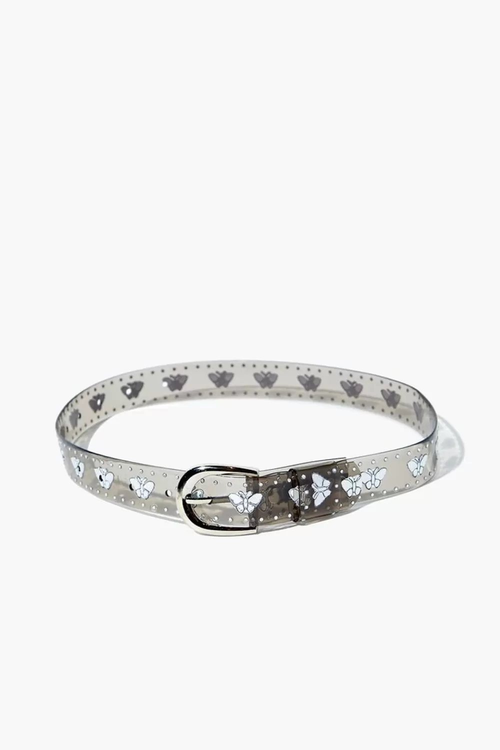 Accessories>Forever 21 Girls Butterfly Vinyl Belt (Kids) Black/Silver