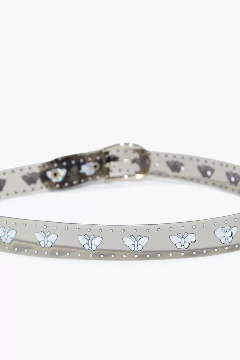 Accessories>Forever 21 Girls Butterfly Vinyl Belt (Kids) Black/Silver