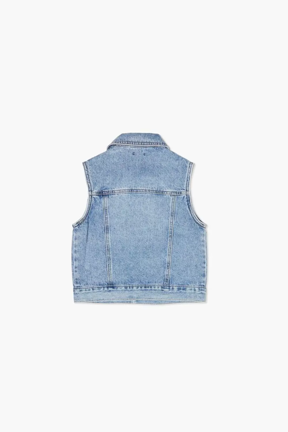 Jackets + Outerwear>Forever 21 Girls Button-Up Denim Vest (Kids) Medium Denim
