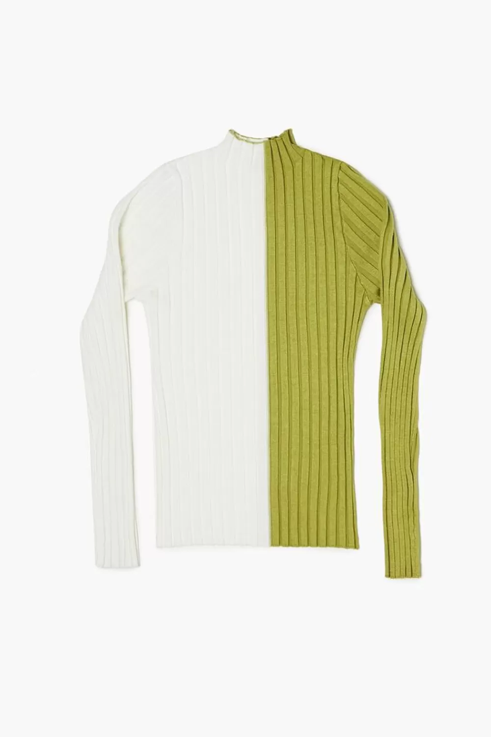 Sweaters + Cardigans>Forever 21 Girls Colorblock Sweater (Kids) Cream/Herbal Green