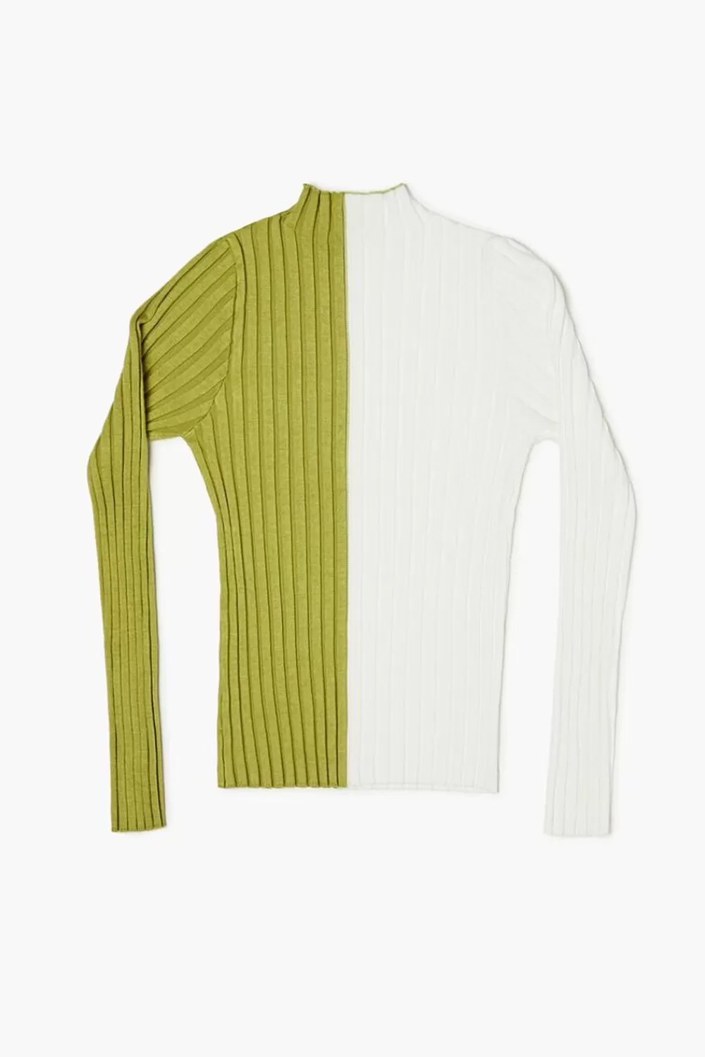 Sweaters + Cardigans>Forever 21 Girls Colorblock Sweater (Kids) Cream/Herbal Green