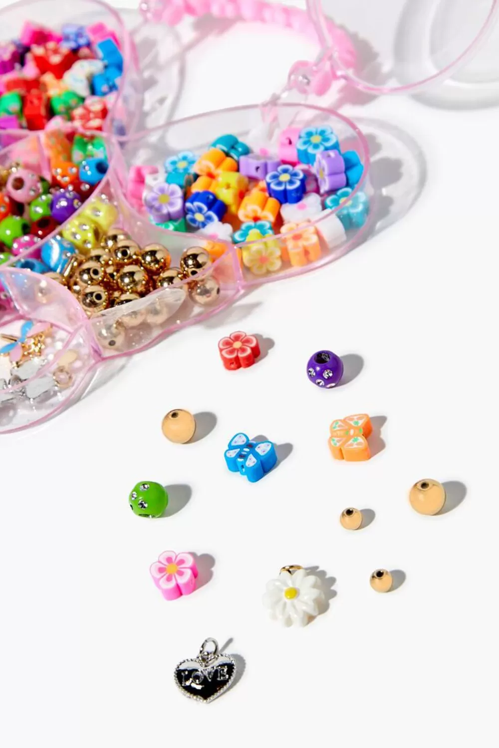 Accessories>Forever 21 Girls Diy Beaded Jewelry Kit (Kids) Pink