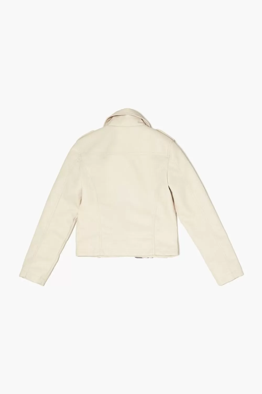 Jackets + Outerwear>Forever 21 Girls Faux Leather Moto Jacket (Kids) Beige