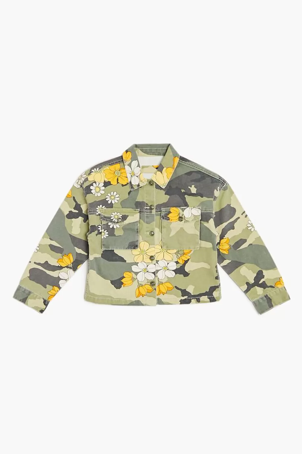 Matching Sets>Forever 21 Girls Floral Camo Jacket (Kids) Olive/Multi