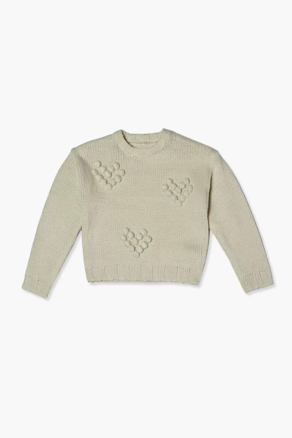 Sweaters + Cardigans>Forever 21 Girls Heart Ball-Knit Sweater (Kids) Cream