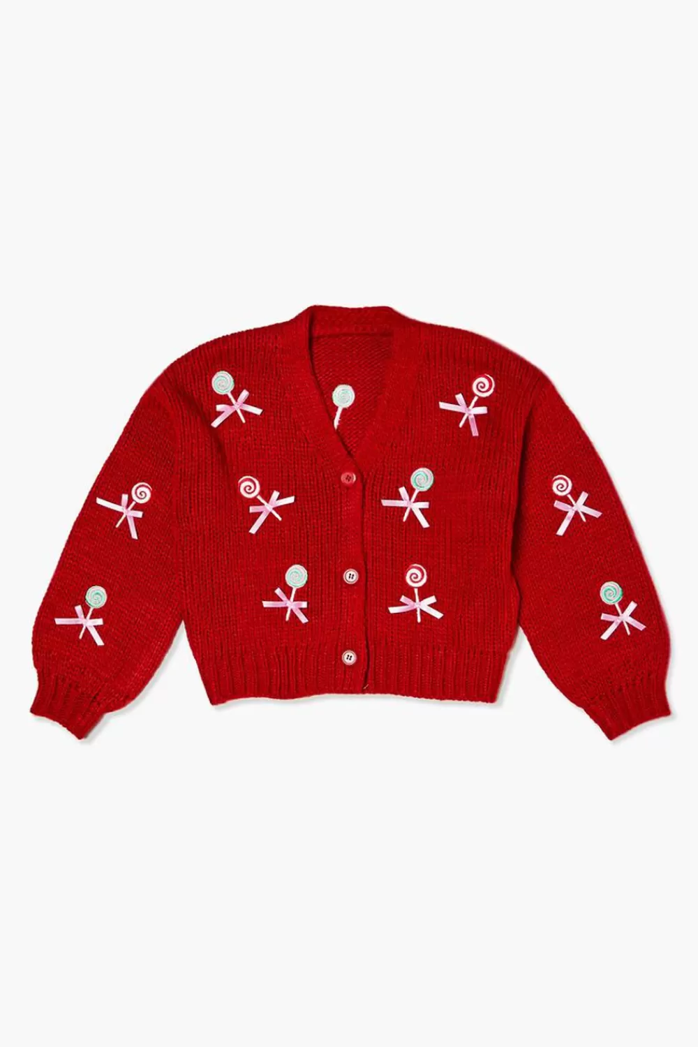 Sweaters + Cardigans>Forever 21 Girls Lollipop Cardigan Sweater (Kids) Red/Multi
