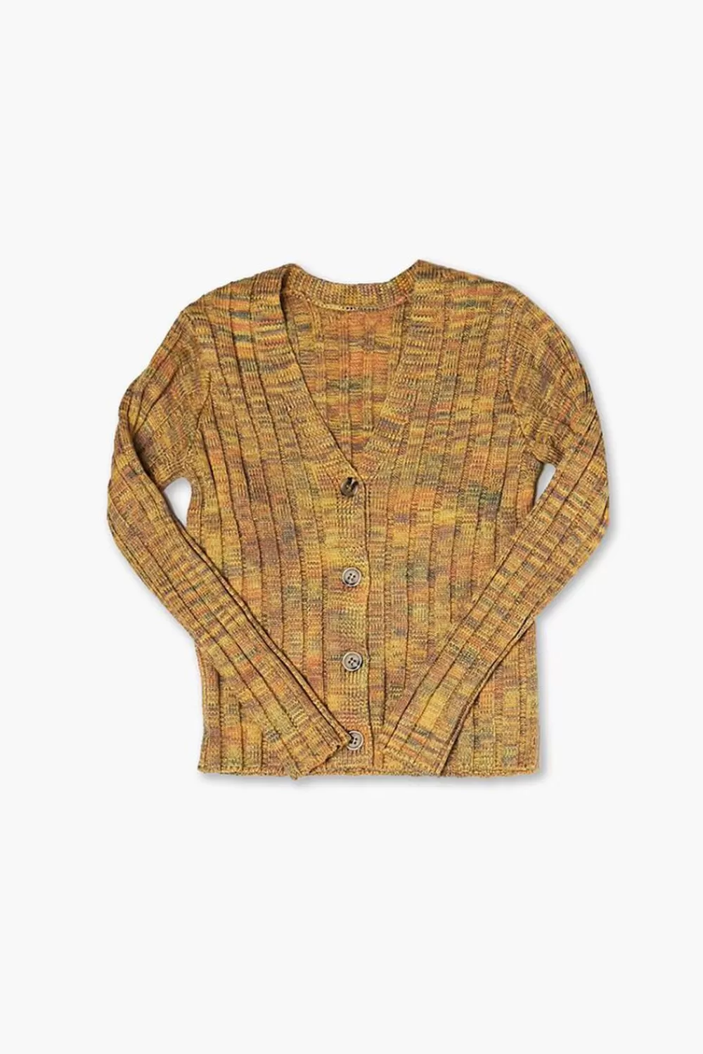 Sweaters + Cardigans>Forever 21 Girls Marled Cardigan Sweater (Kids) Orange/Multi