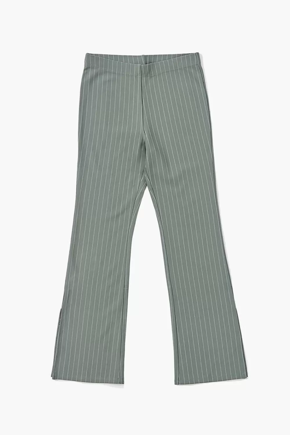 Bottoms>Forever 21 Girls Pinstriped Flare Pants (Kids) Olive/White