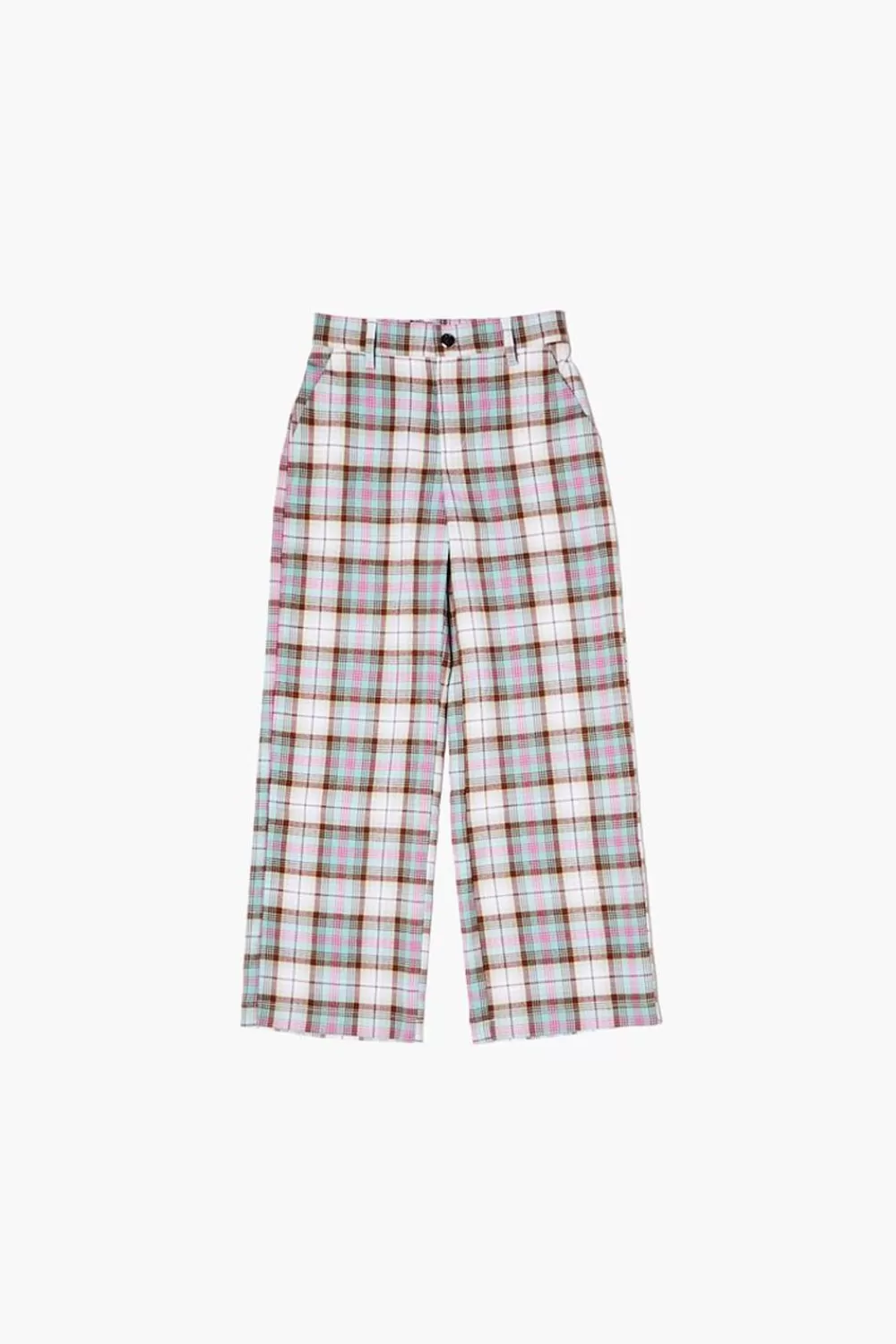 Bottoms>Forever 21 Girls Plaid Straight-Leg Pants (Kids) Teal/Multi