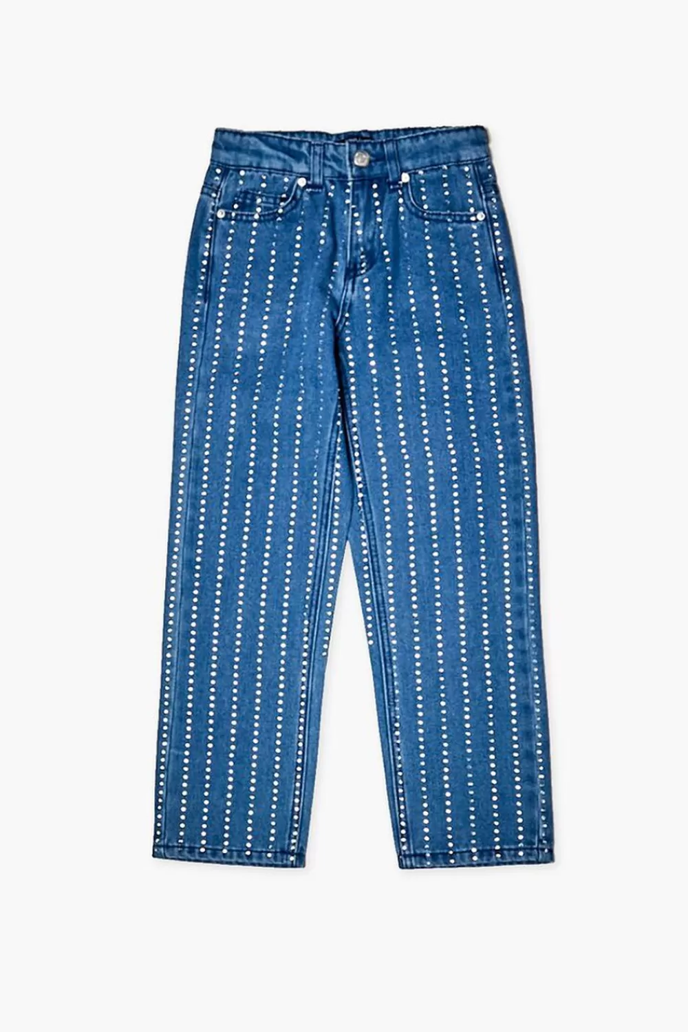 Bottoms>Forever 21 Girls Rhinestone-Striped Jeans (Kids) Medium Denim