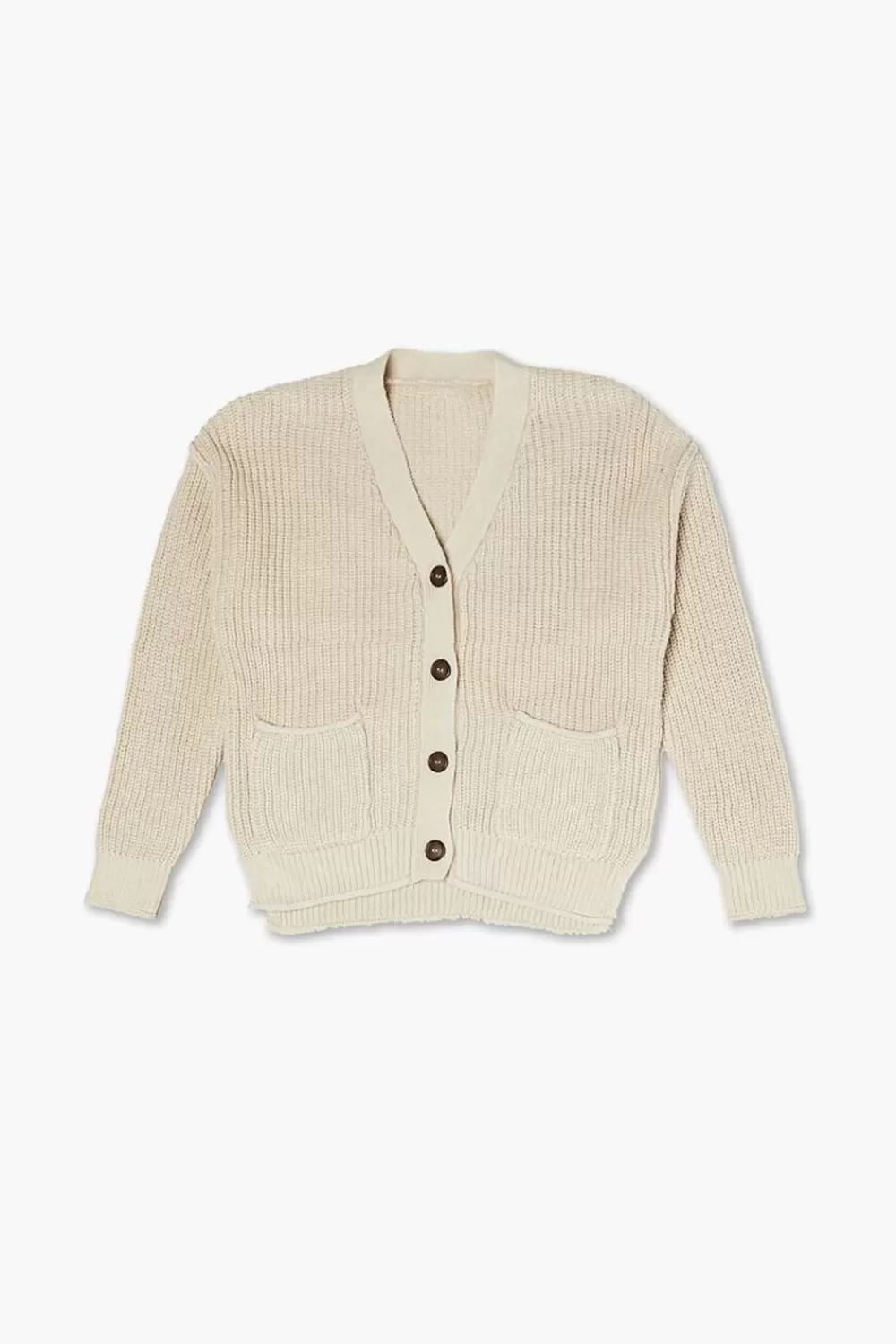 Sweaters + Cardigans>Forever 21 Girls Ribbed Cardigan Sweater (Kids) Tan