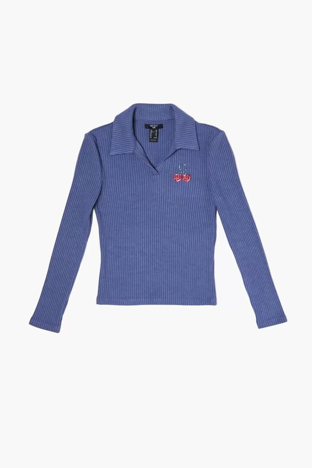 Tops>Forever 21 Girls Ribbed Cherry Top (Kids) Navy/Multi