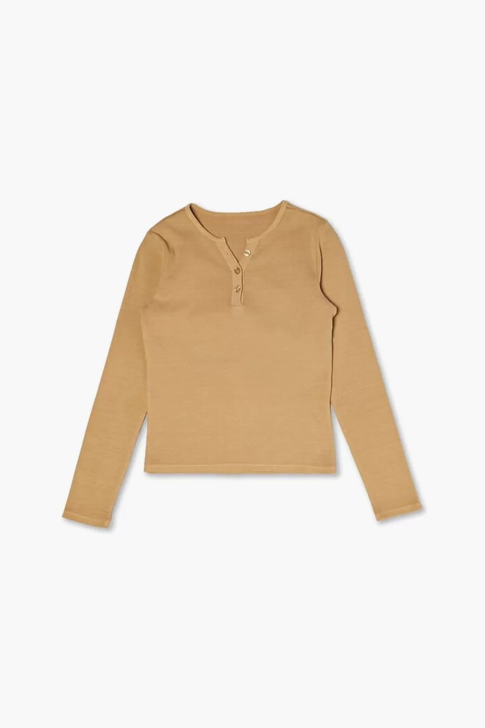 Tops>Forever 21 Girls Rib-Knit Henley Top (Kids) Amber