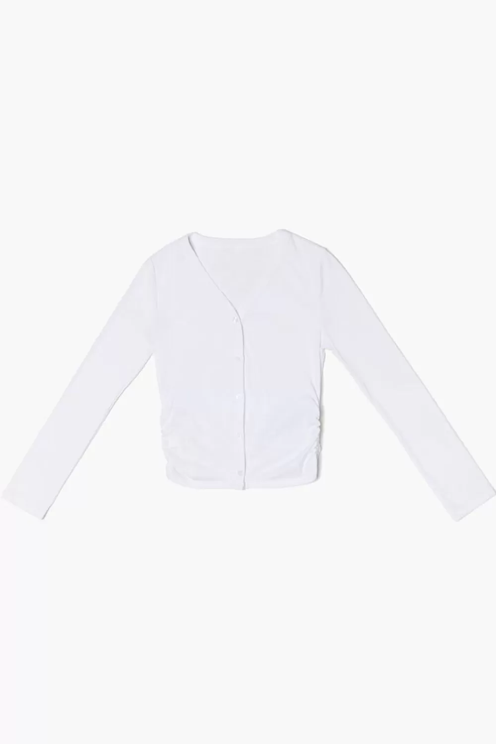 Tops>Forever 21 Girls Ruched Button-Front Top (Kids) Vanilla