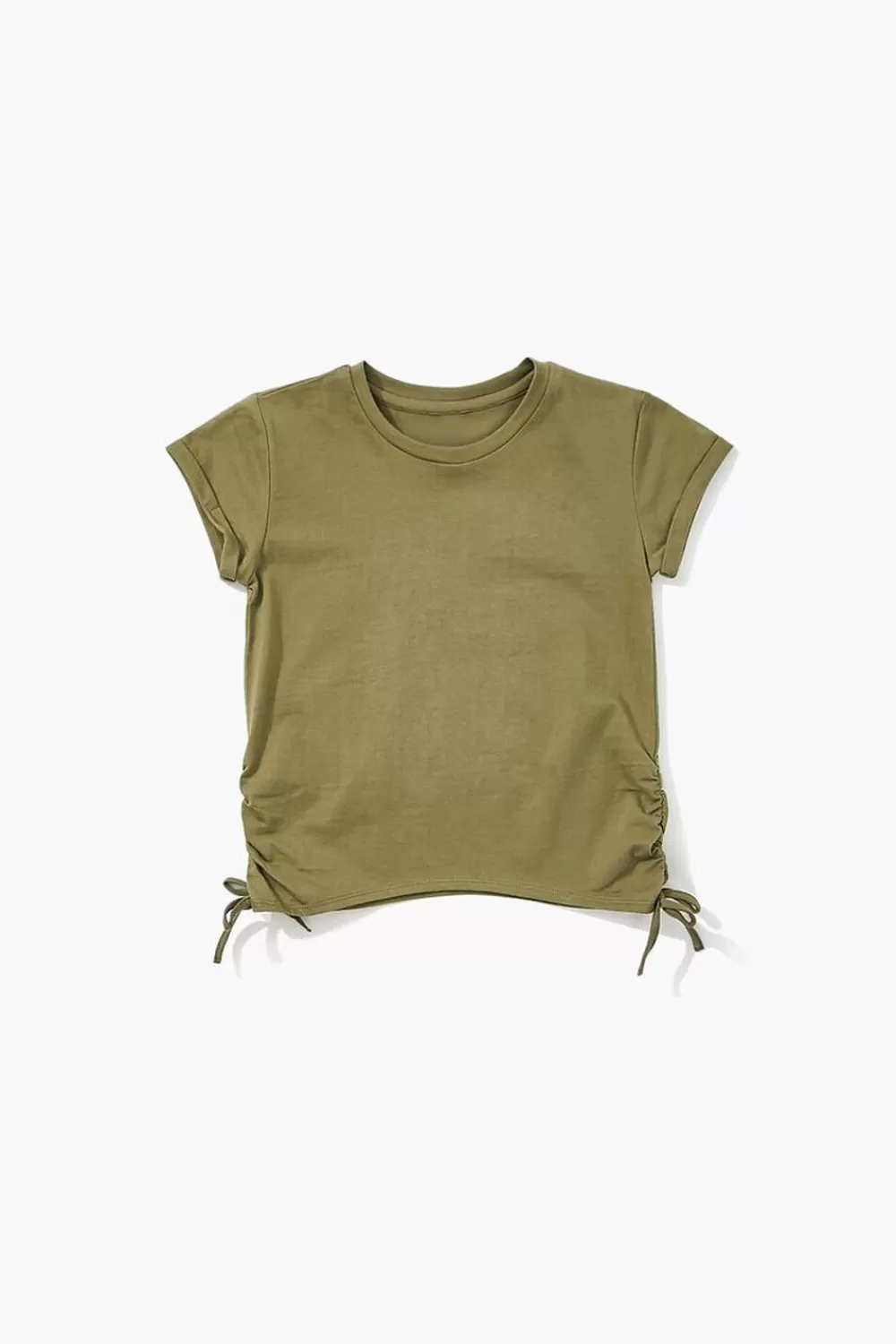 Tops>Forever 21 Girls Ruched Drawstring Tee (Kids) Olive