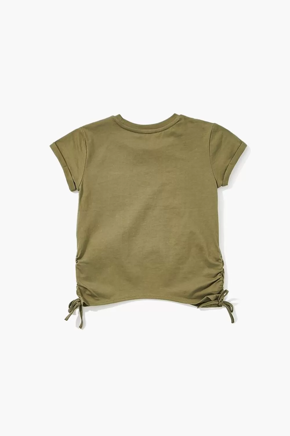 Tops>Forever 21 Girls Ruched Drawstring Tee (Kids) Olive