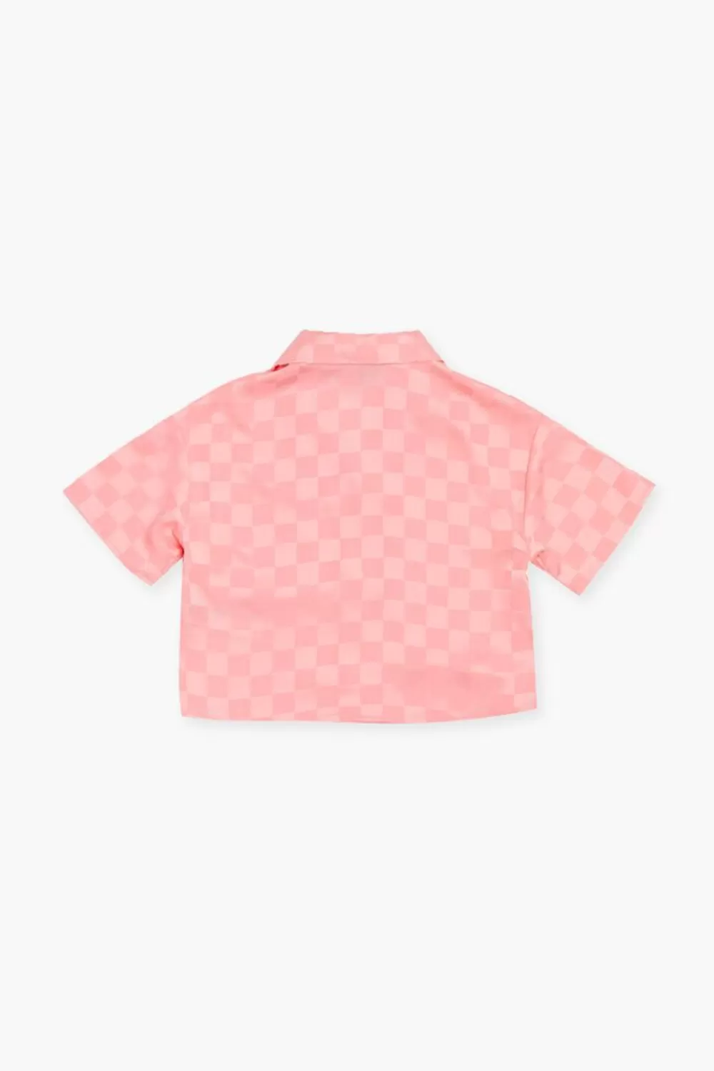 Tops>Forever 21 Girls Satin Checkered Shirt (Kids) Flamingo Pink