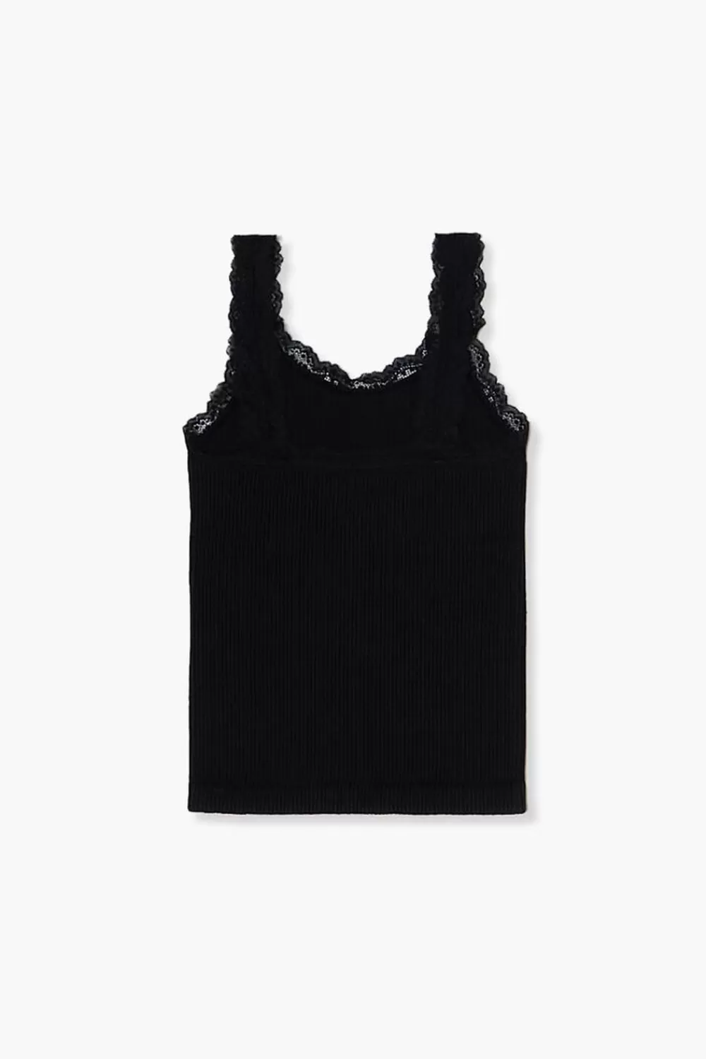 Tops>Forever 21 Girls Seamless Lace-Trim Tank Top (Kids) Black