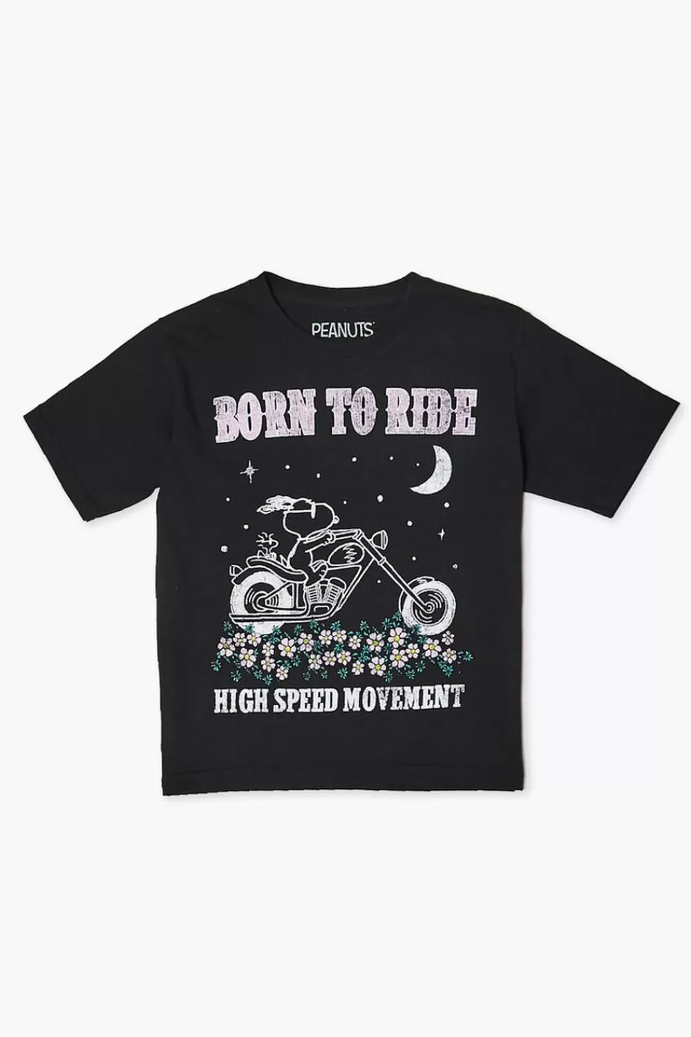 Tops>Forever 21 Girls Snoopy Motorcycle Graphic Tee (Kids) Black/Multi