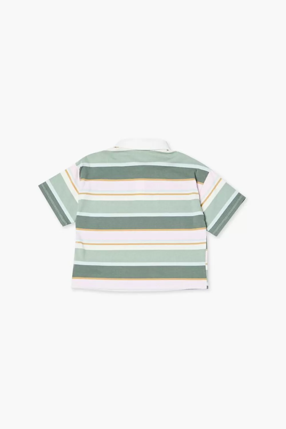 Tops>Forever 21 Girls Striped Polo Shirt (Kids) Celadon/Multi
