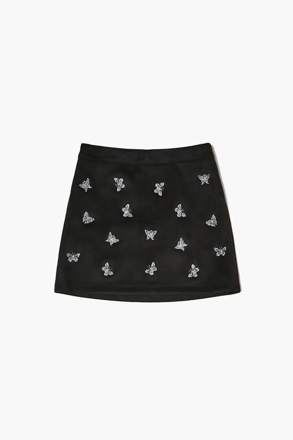 Bottoms>Forever 21 Girls Suede Butterfly Skirt (Kids) Black/White