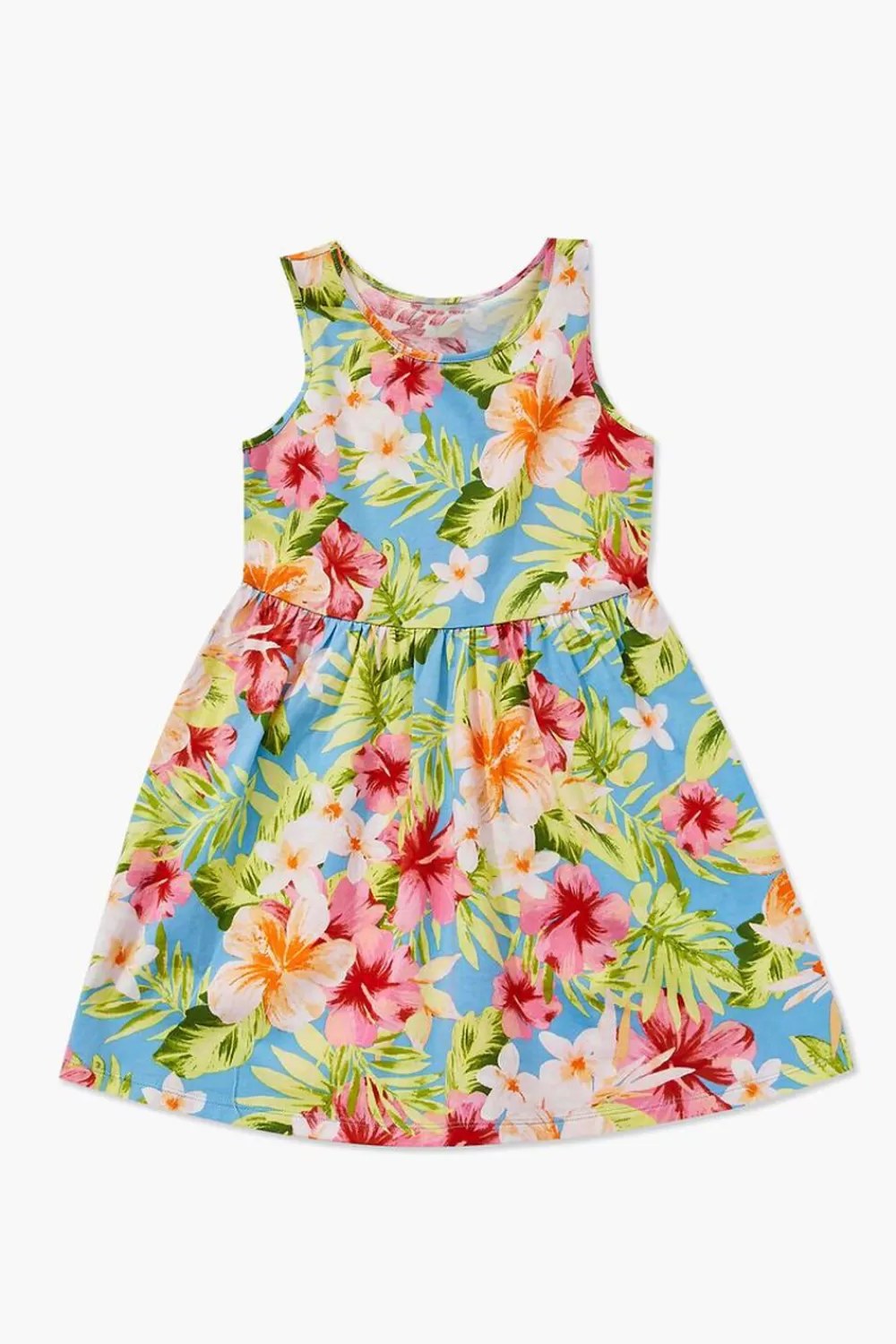 Dresses + Rompers>Forever 21 Girls Tropical Print A-Line Dress (Kids) Blue/Multi