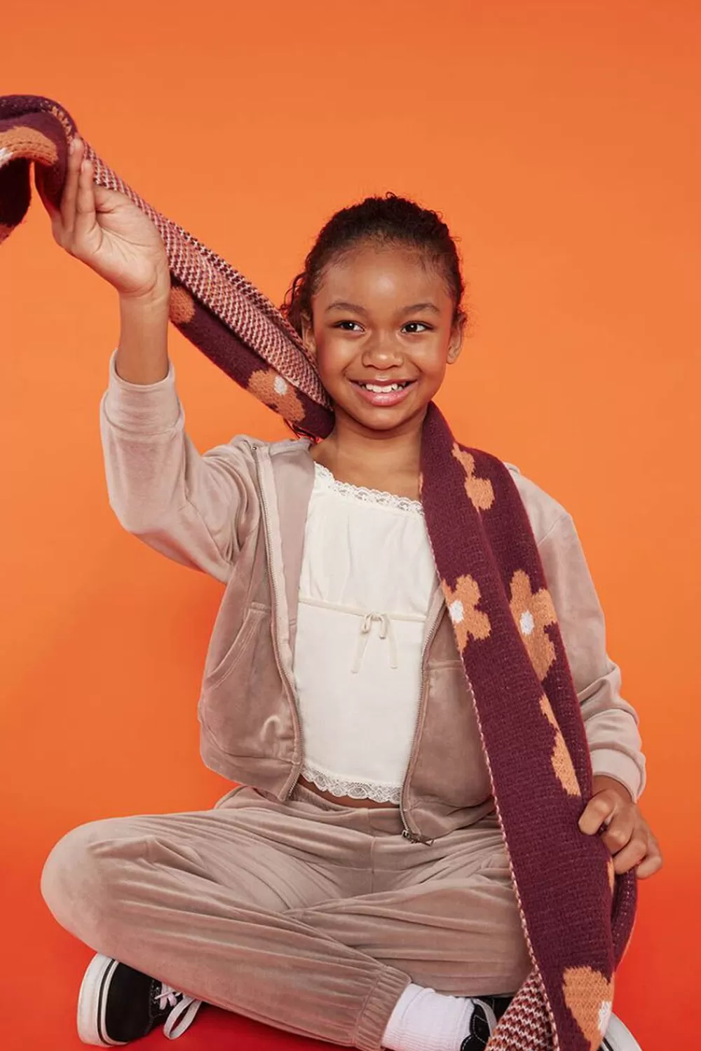 Tops>Forever 21 Girls Velvet Zip-Up Hoodie (Kids) Mocha