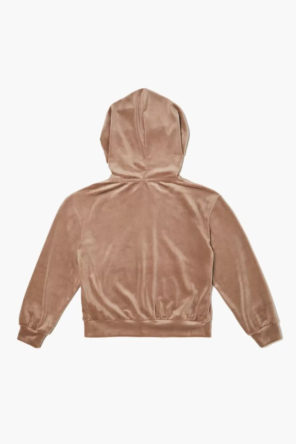 Tops>Forever 21 Girls Velvet Zip-Up Hoodie (Kids) Mocha