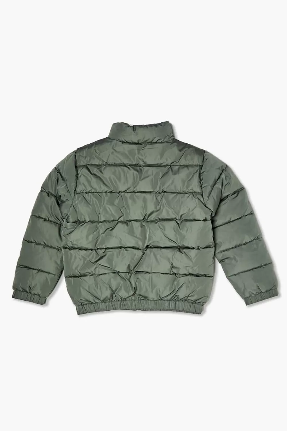 Tops>Forever 21 Girls Zip-Up Puffer Coat (Kids) Olive