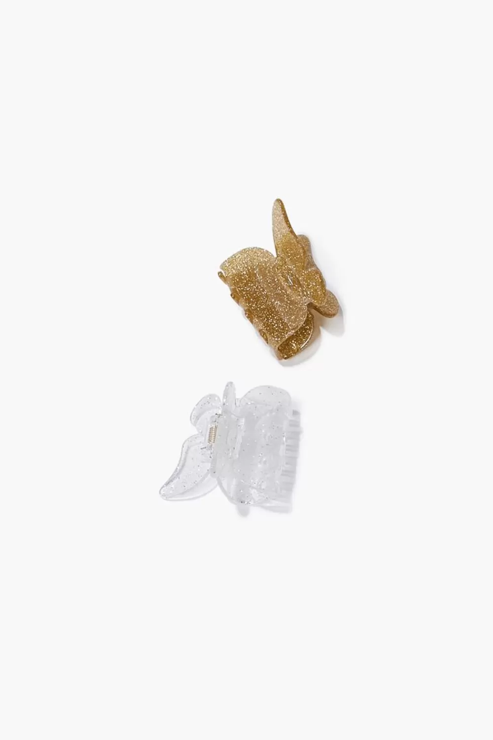 Hair Accessories>Forever 21 Glitter Butterfly Hair Clip Set Gold/Clear