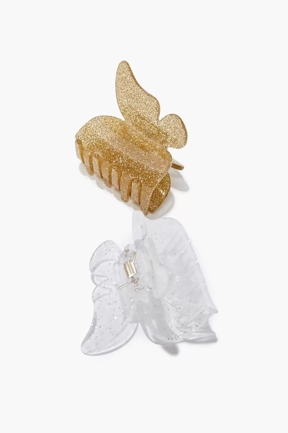 Hair Accessories>Forever 21 Glitter Butterfly Hair Clip Set Gold/Clear
