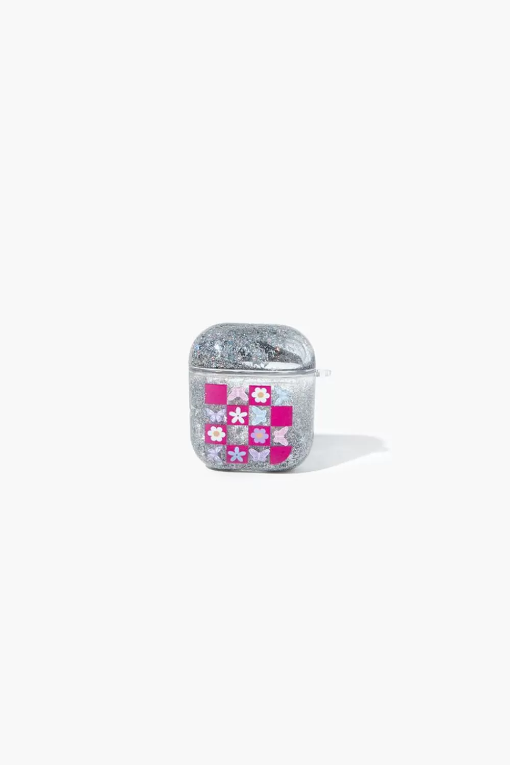 Electronics + Accessories>Forever 21 Glittered Floral Earbuds Case Pink/Multi