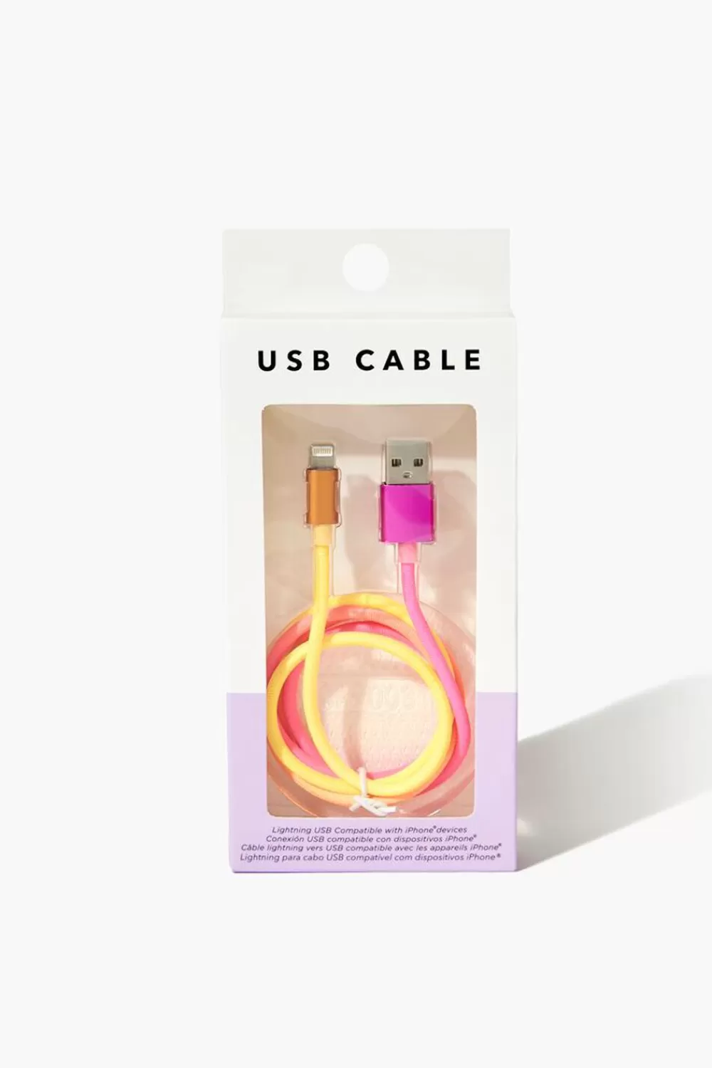 Electronics + Accessories>Forever 21 Gradient Usb Charging Cable Pink/Multi