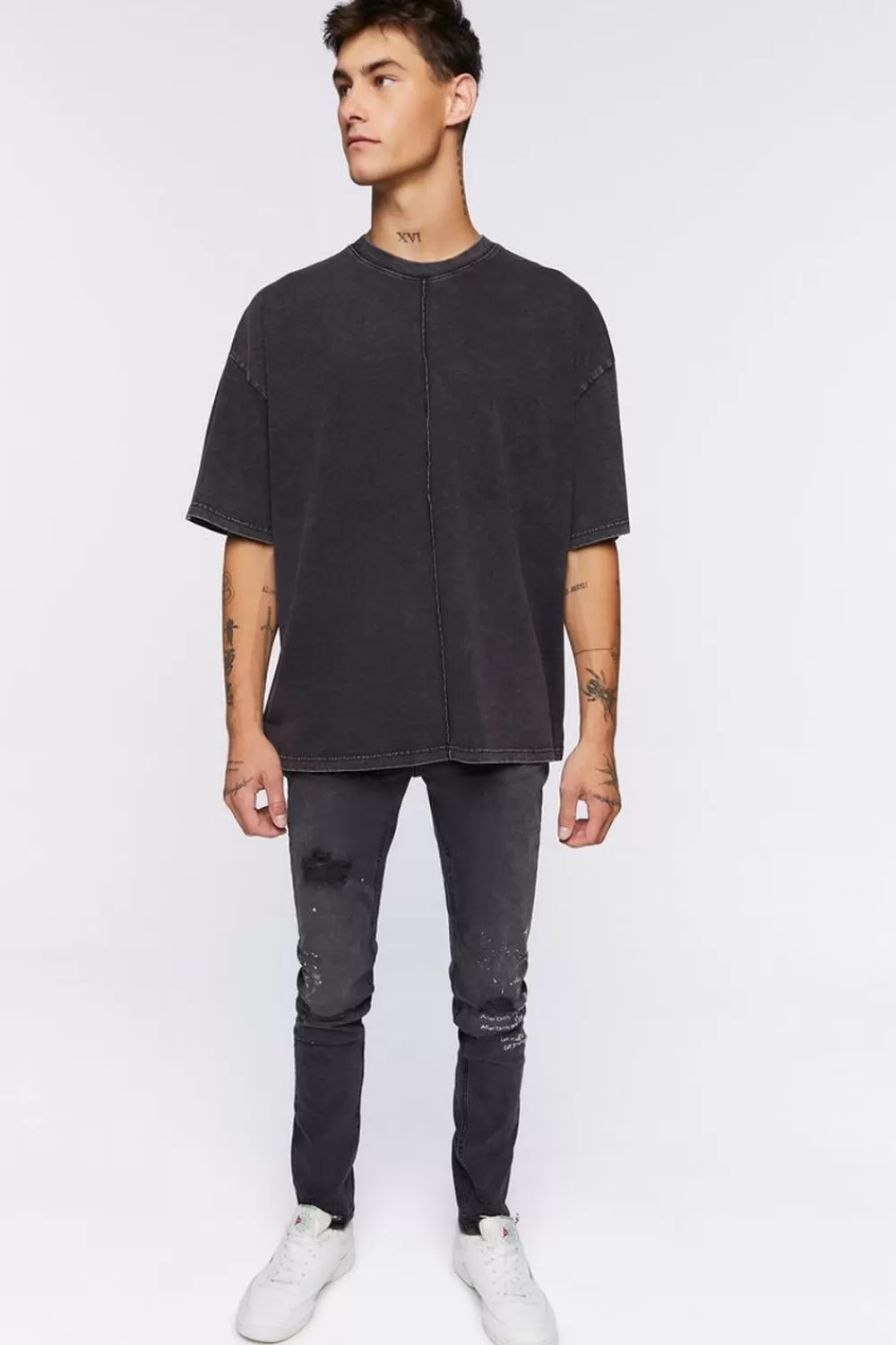Jeans + Denim>Forever 21 Graphic Paint Splatter Skinny Jeans Black