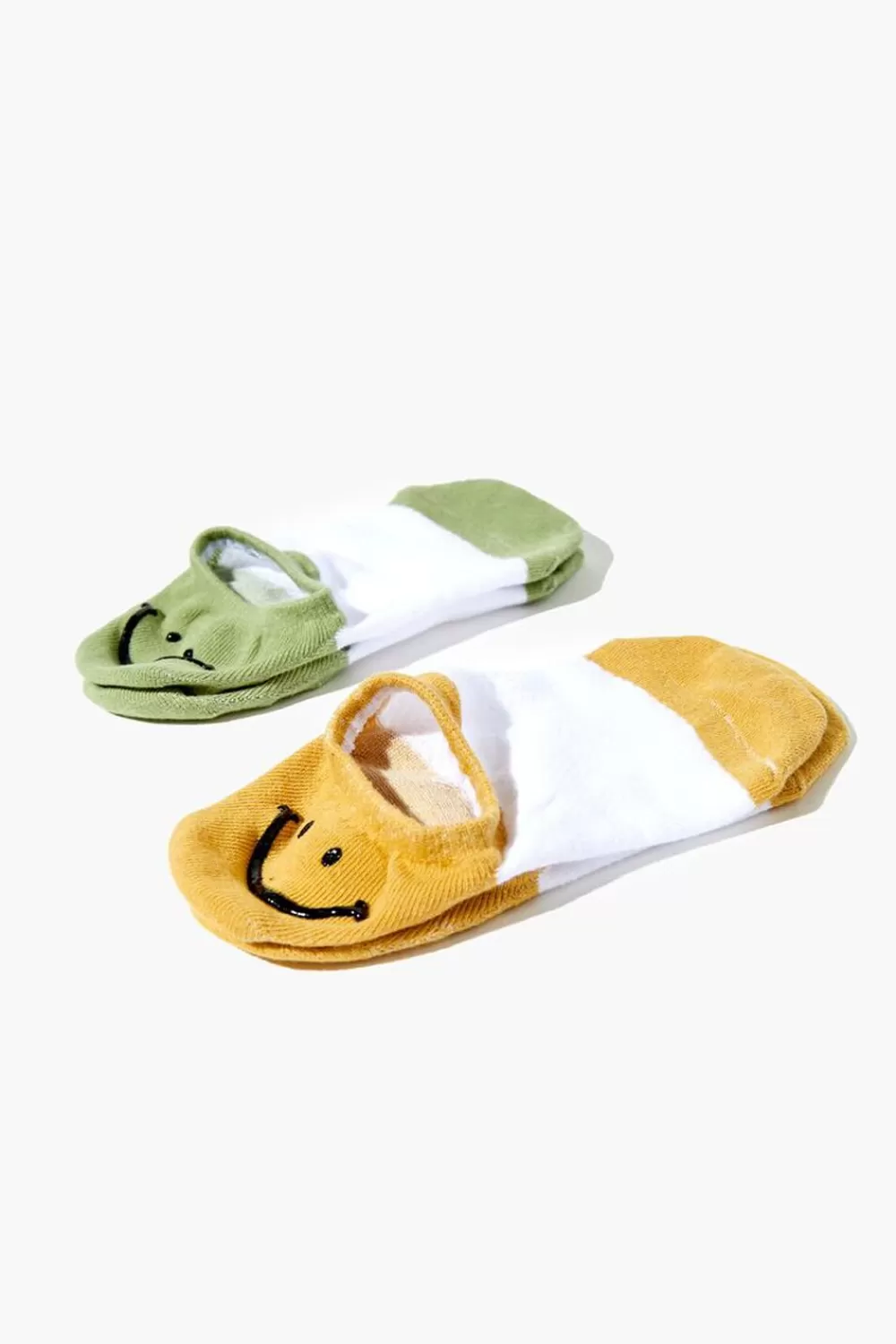 Socks + Tights>Forever 21 Happy Face No-Show Sock Set - 2 Pack White/Multi