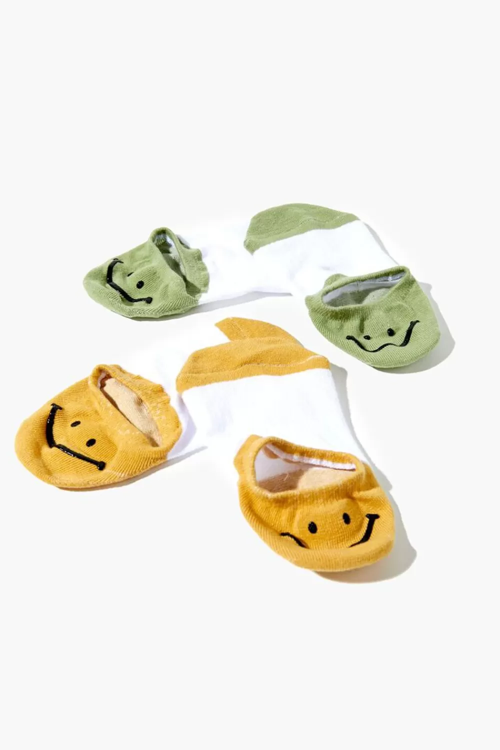 Socks + Tights>Forever 21 Happy Face No-Show Sock Set - 2 Pack White/Multi
