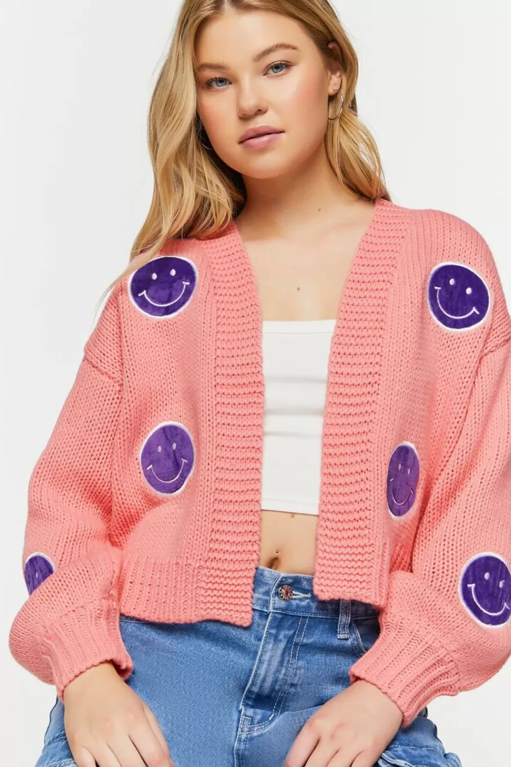 Forever 21 Happy Face Patch Cardigan Sweater | Women Tops